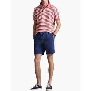 POLO RALPH LAUREN Shirt Striped Mesh Polo Orange White Classic Fit Size L